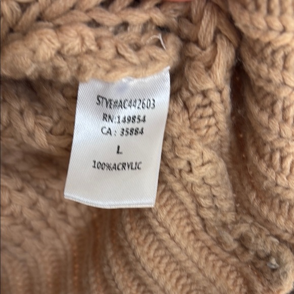 Sadie & Sage Tan Crew Neck Sweater with Ruffle Accents - Picture 3 of 8